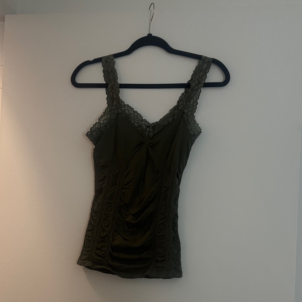 M. Rena Olive Lace Trim Tank Top